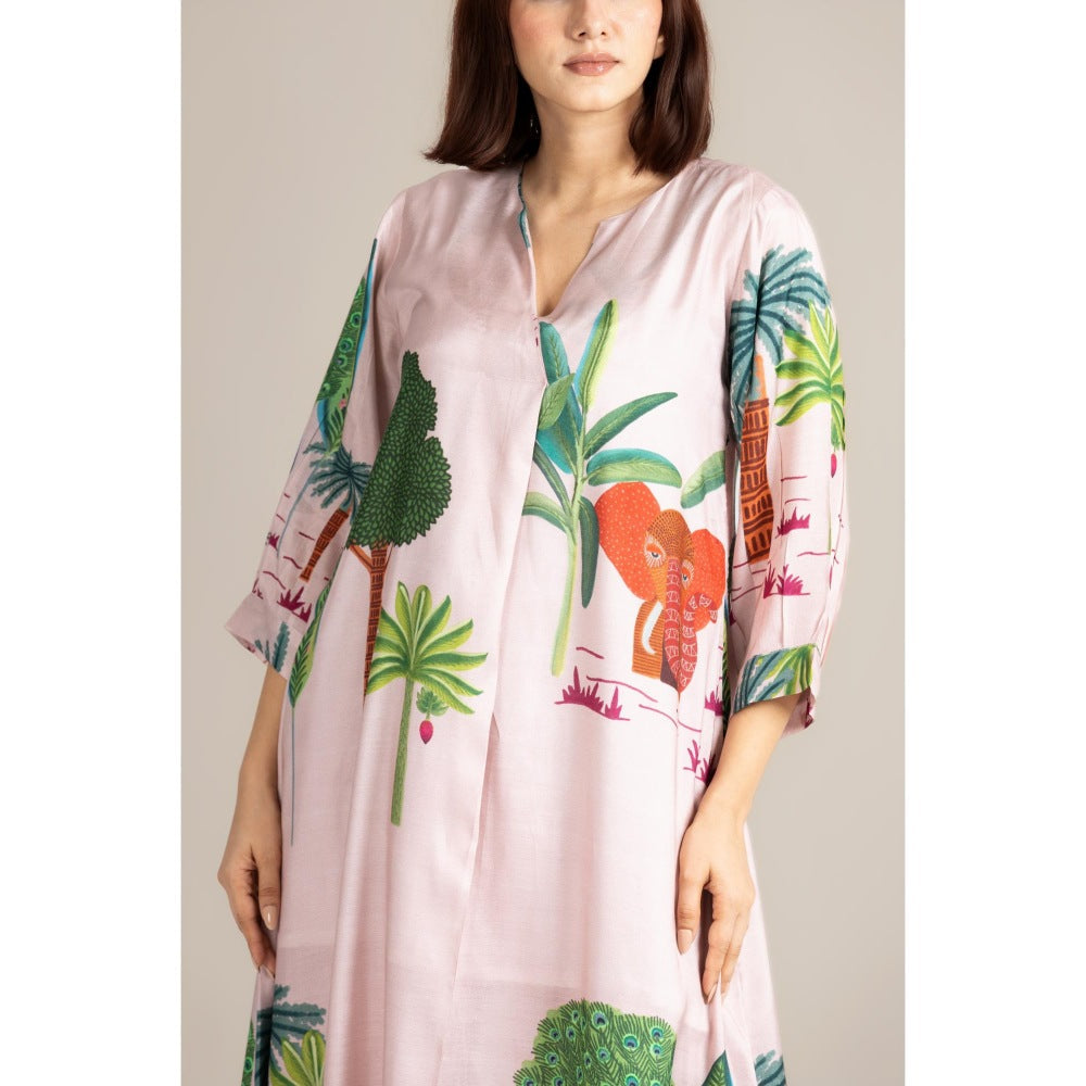 ETAR White Blush Veli Kurta with Palazzo