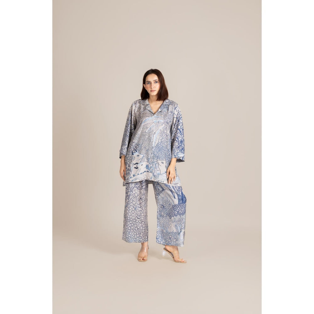 ETAR Blue Pichwai Print Co-Ord Set
