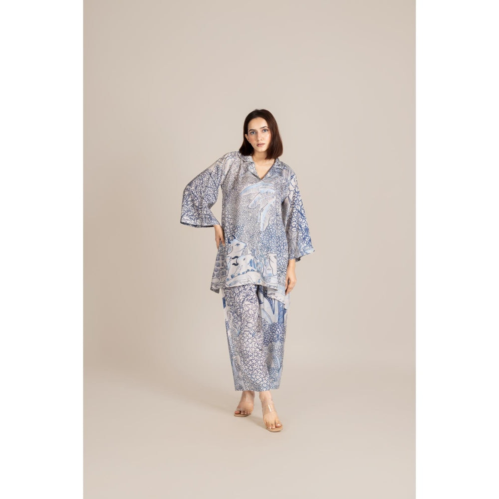 ETAR Blue Pichwai Print Co-Ord Set