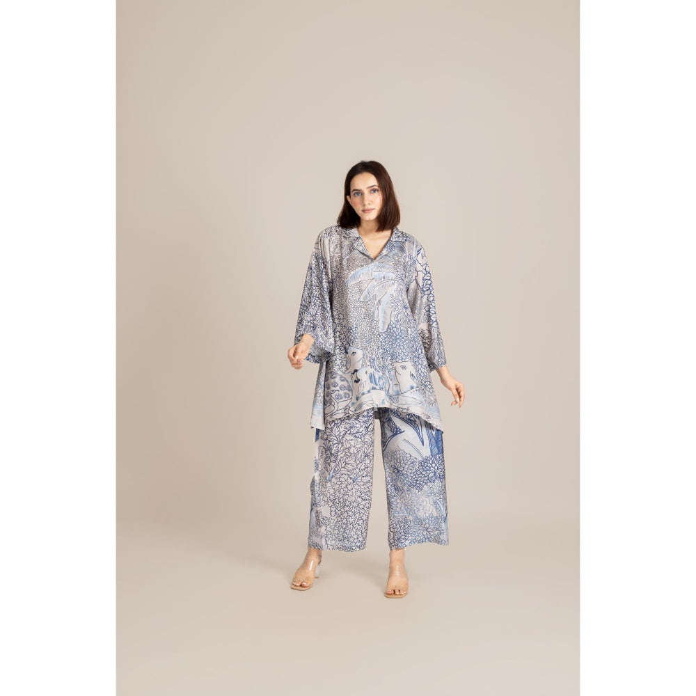 ETAR Blue Pichwai Print Co-Ord Set