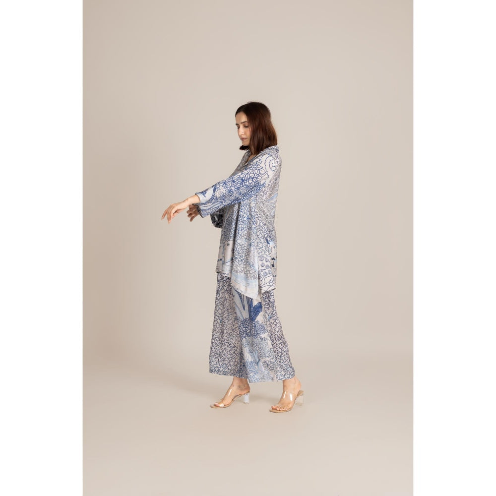 ETAR Blue Pichwai Print Co-Ord Set