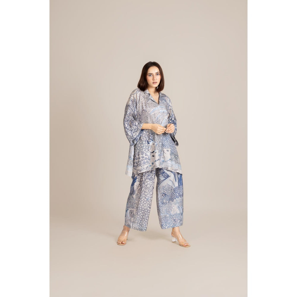 ETAR Blue Pichwai Print Co-Ord Set