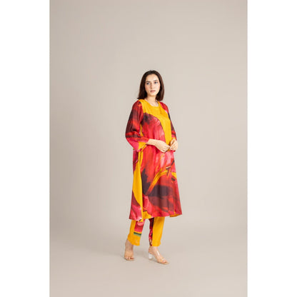 ETAR Yellow Sun Petal Placket Co-Ord Set