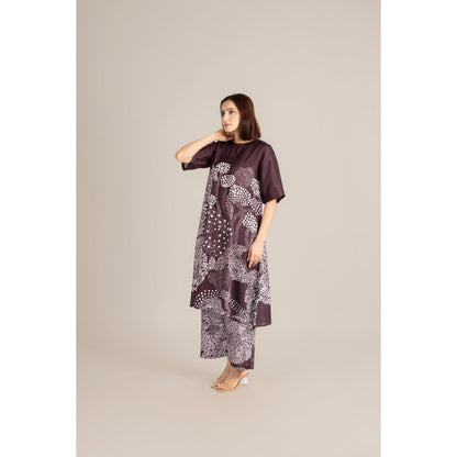 ETAR Burgundy Mood Dot Co-Ord Set