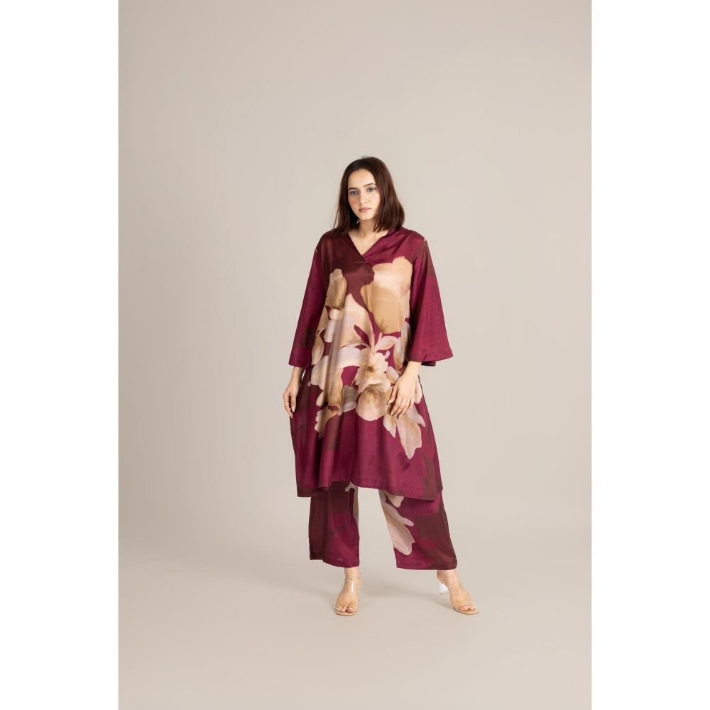 ETAR Burgundy Rhythm Crest Co-Ord Set