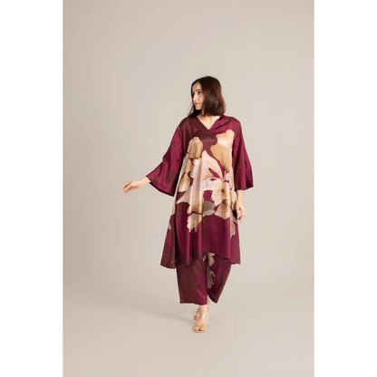 ETAR Burgundy Rhythm Crest Co-Ord Set