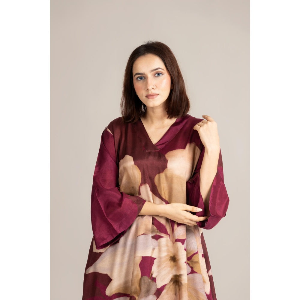 ETAR Burgundy Rhythm Crest Co-Ord Set