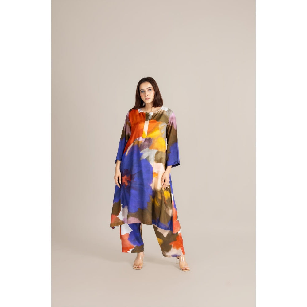 ETAR Multi-Colour Cosmin Crush Co-Ord Set