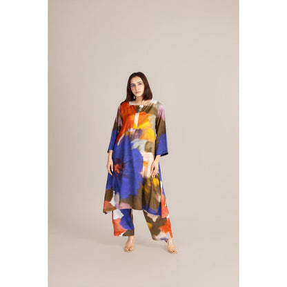 ETAR Multi-Colour Cosmin Crush Co-Ord Set