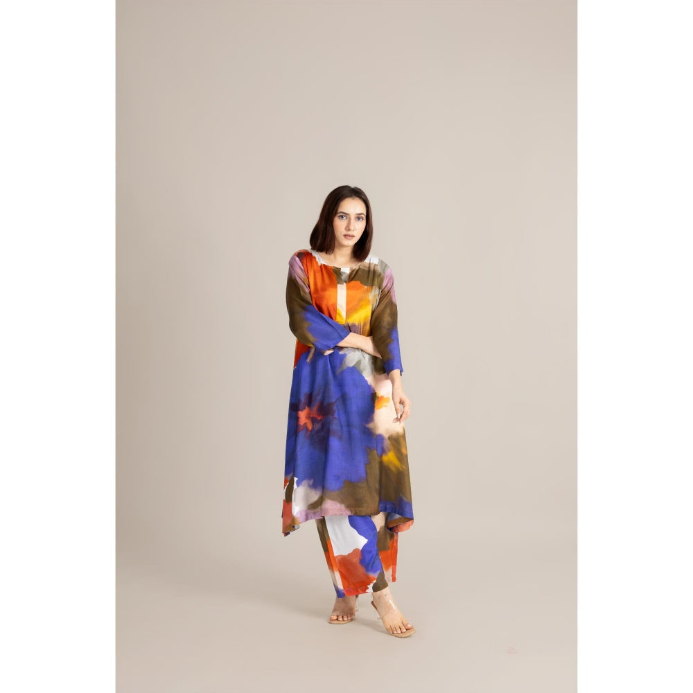 ETAR Multi-Colour Cosmin Crush Co-Ord Set