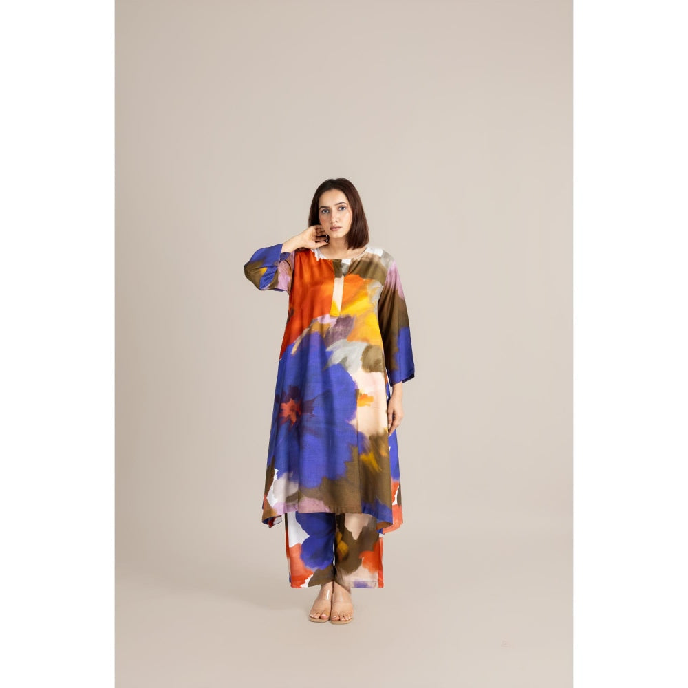 ETAR Multi-Colour Cosmin Crush Co-Ord Set