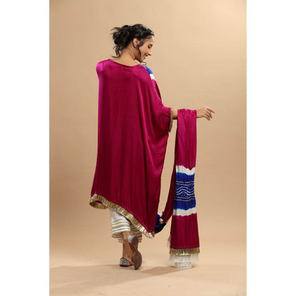 Etasha by Asha Jain Blue Bandani Draped Dupatta Kaftan