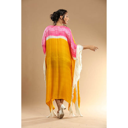 Etasha by Asha Jain Pink Bandani Kaftan Dress