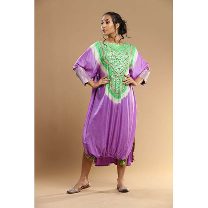 Etasha by Asha Jain Purple Bandani Kaftan Dress