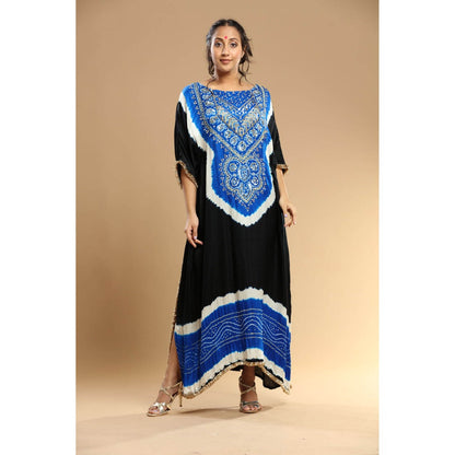 Etasha by Asha Jain Black Bandani Kaftan Dress