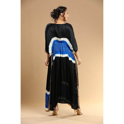 Etasha by Asha Jain Black Bandani Kaftan Dress
