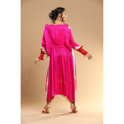 Etasha by Asha Jain Pink Bandani Kaftan Dress