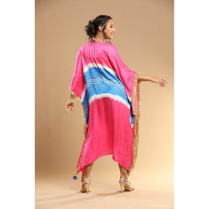 Etasha by Asha Jain Turquoise Bandani Kaftan Dress