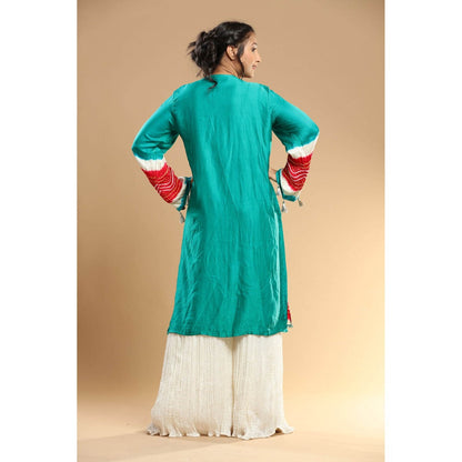 Etasha by Asha Jain White Jacket with Palazzo and Bustier (Set of 3)