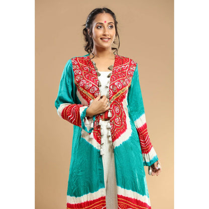 Etasha by Asha Jain White Jacket with Palazzo and Bustier (Set of 3)