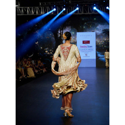 Etasha by Asha Jain Shades Of Maroon Anarkali with Palazzo and Dupatta (Set of 3)