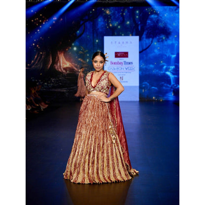 Etasha by Asha Jain Maroon Classic Lehengas with Blouse and Dupatta (Set of 3)