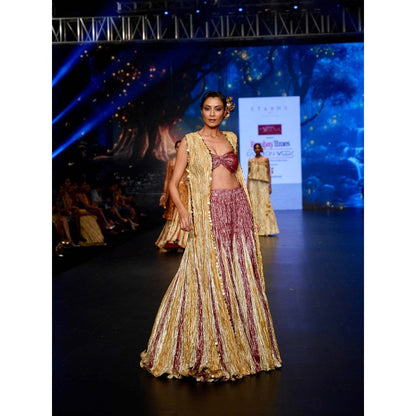 Etasha by Asha Jain Multi-Colour Bustier with Palazzo and Cape (Set of 3)