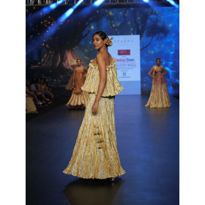 Etasha by Asha Jain Gold Top with Palazzo (Set of 2)