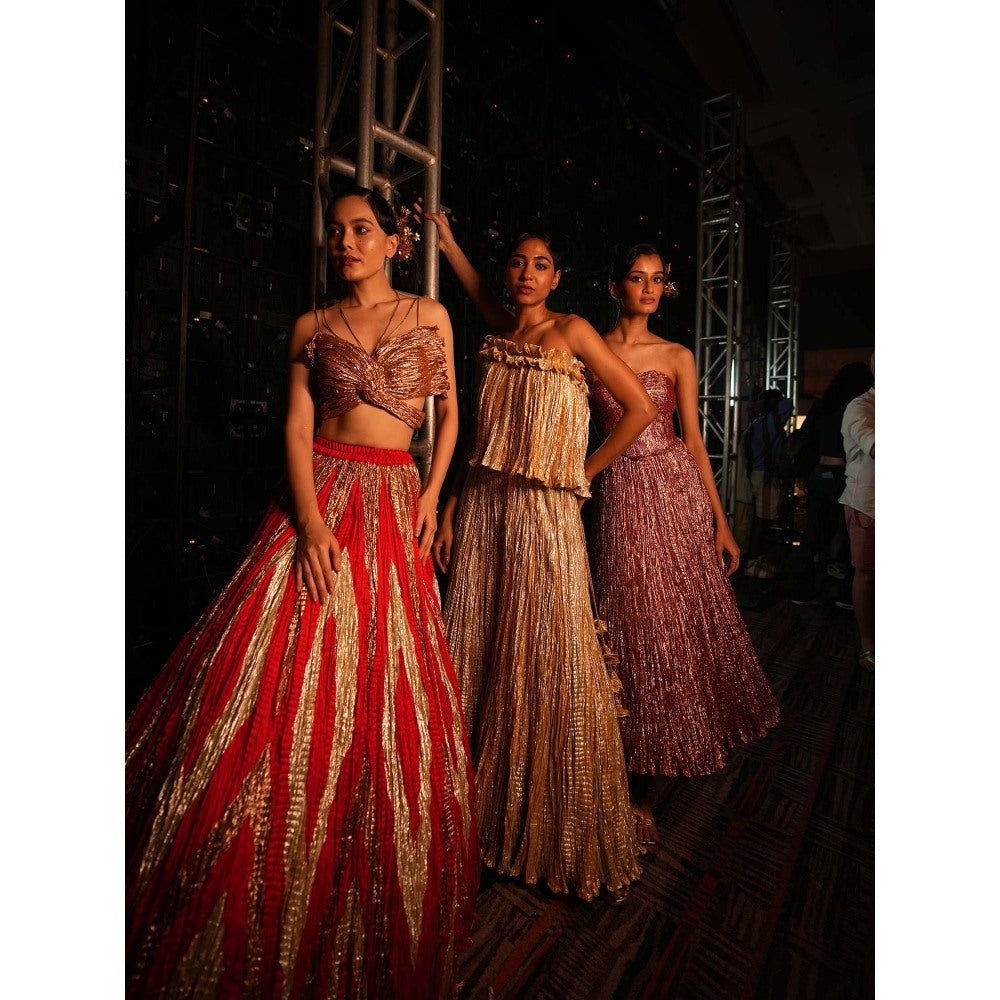 Etasha by Asha Jain Gold Top with Palazzo (Set of 2)