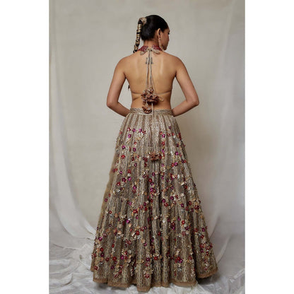 Etasha by Asha Jain Mauve Embellished Lehenga with Blouse (Set of 2)