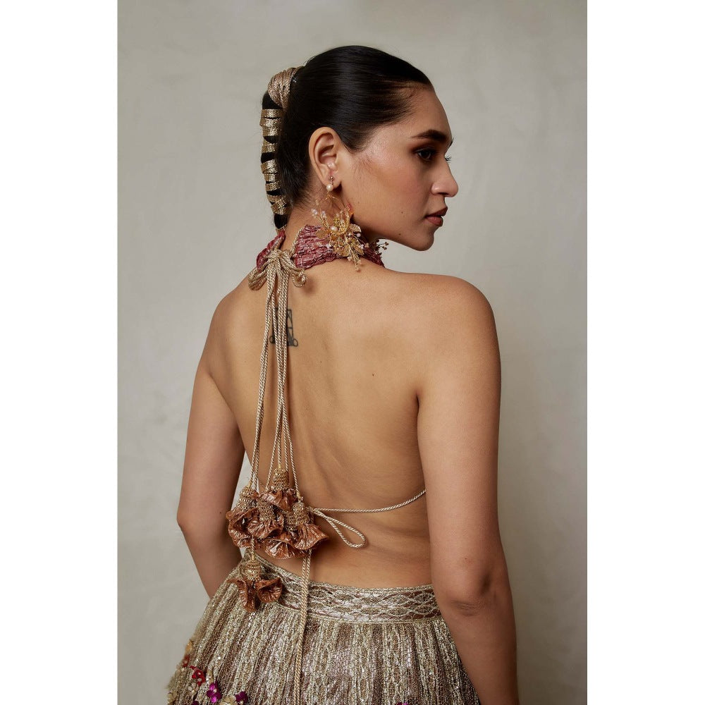 Etasha by Asha Jain Mauve Embellished Lehenga with Blouse (Set of 2)