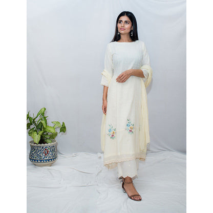 ewaz Off White Asymmetric Embroidered