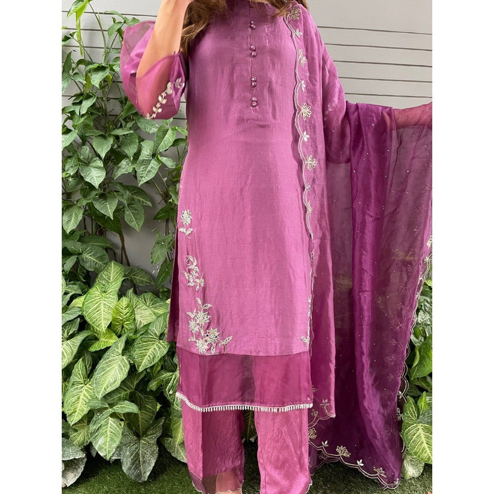 ewaz Purple Embroidered Suit