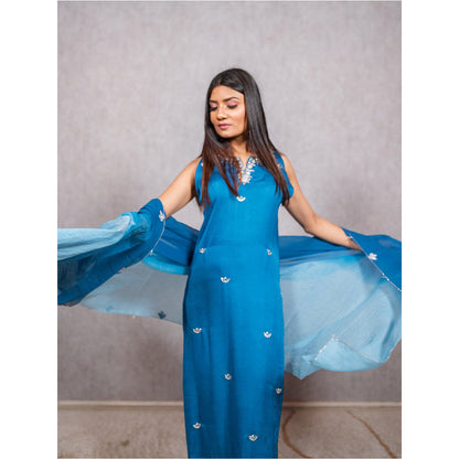 ewaz Electric Blue Hand Embroidered Kurta