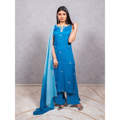 ewaz Electric Blue Hand Embroidered Kurta