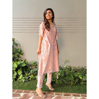 ewaz Pastel Pink Chanderi Kaftan ( Set of 2 )