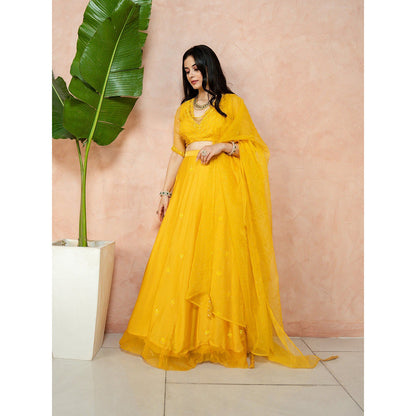 ewaz Satin Georgette Lehenga (Yellow)