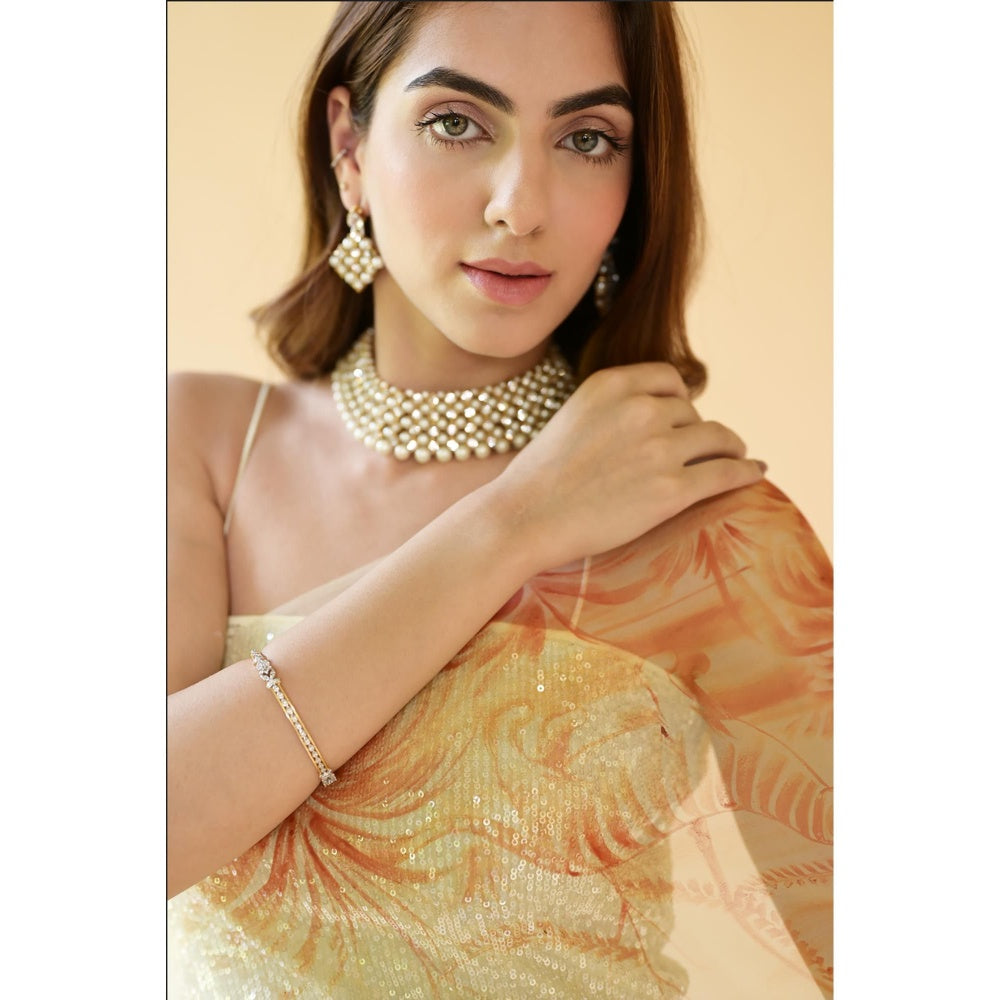 Fallon Studio by Shruti Kaushik Yellow Floral Meera Saree with Unstitched Blouse