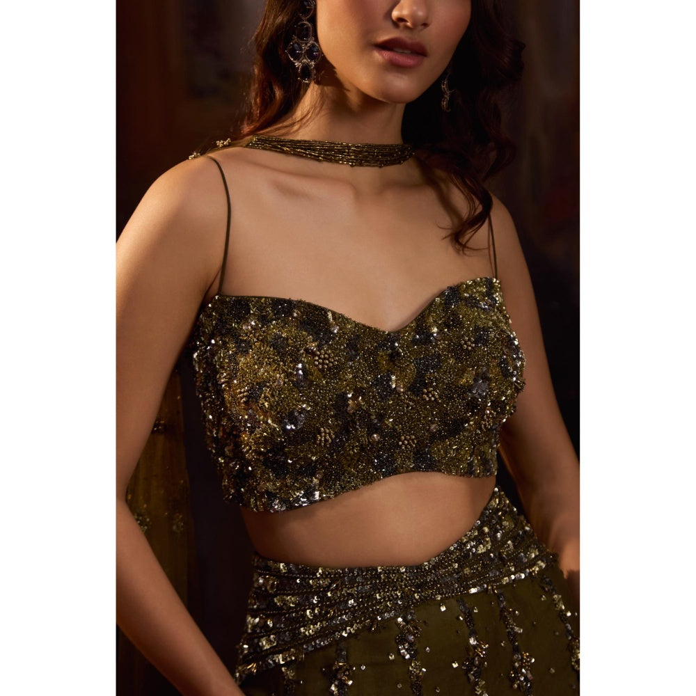 FALSA Olea Blouse with Lehenga & Dupatta