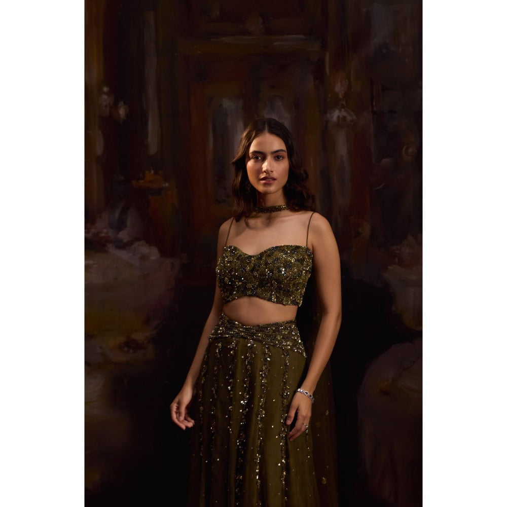 FALSA Olea Blouse with Lehenga & Dupatta