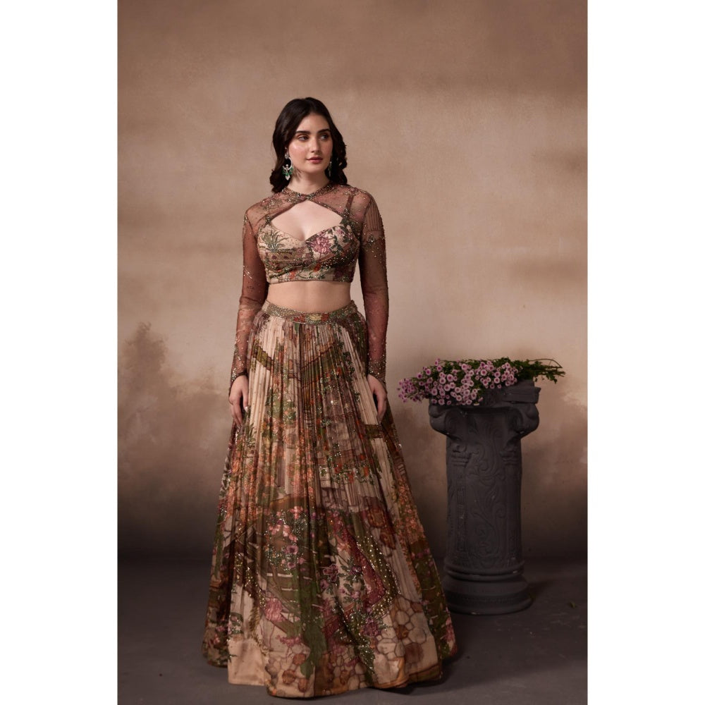 FALSA Rue Blouse with Cape & Lehenga