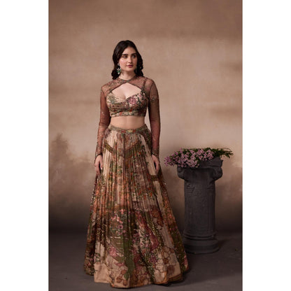 FALSA Rue Blouse with Cape & Lehenga