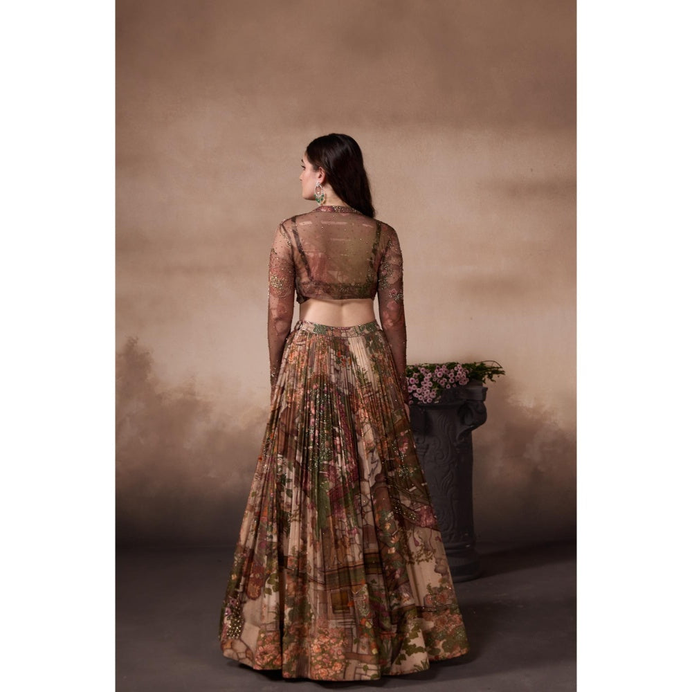 FALSA Rue Blouse with Cape & Lehenga
