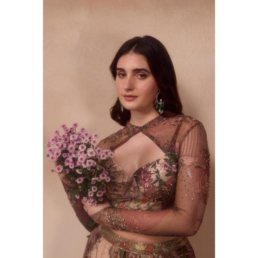 FALSA Rue Blouse with Cape & Lehenga