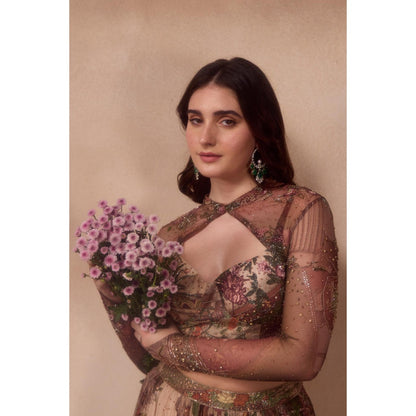 FALSA Rue Blouse with Cape & Lehenga