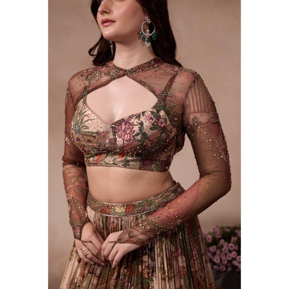 FALSA Rue Blouse with Cape & Lehenga