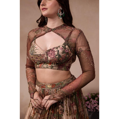 FALSA Rue Blouse with Cape & Lehenga