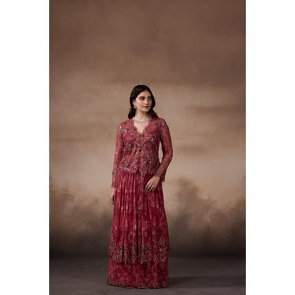 FALSA Carmine Blouse with Jacket & Lehenga