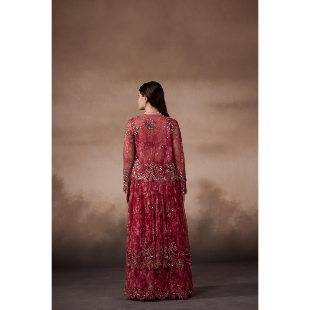 FALSA Carmine Blouse with Jacket & Lehenga