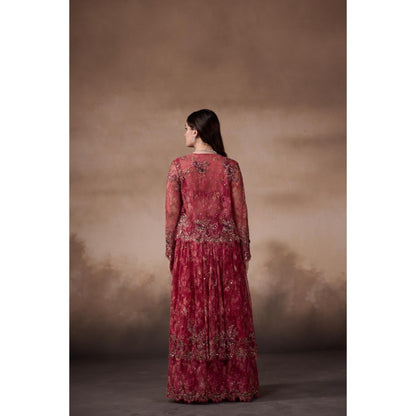 FALSA Carmine Blouse with Jacket & Lehenga